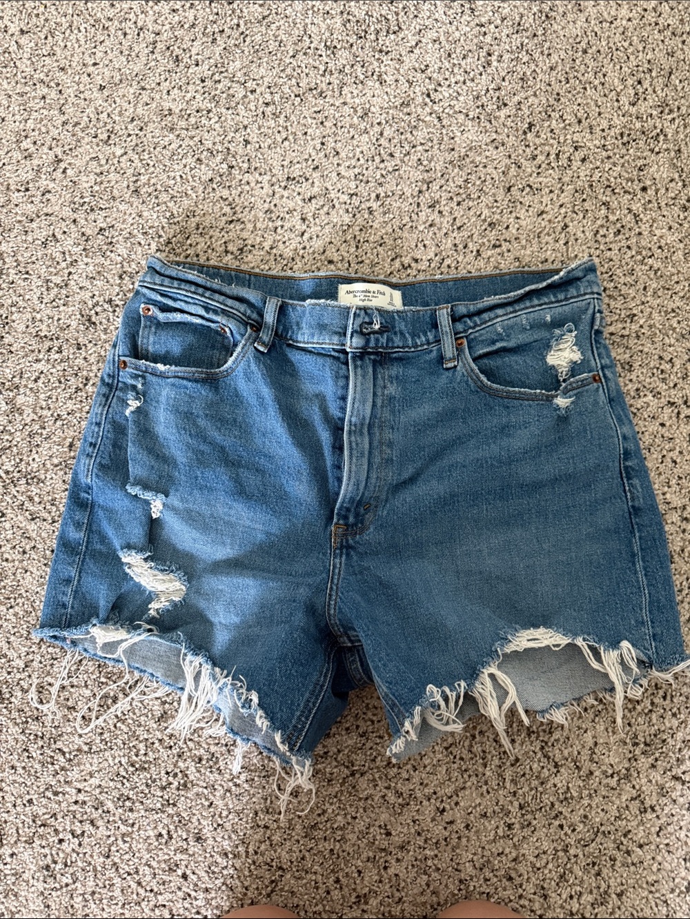 Abercrombie & Fitch Medium Blue Distressed Denim Cutoff Shorts